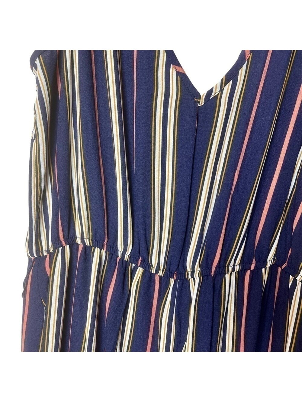 Xhilaration Womens Navy Blue Striped Wide Leg Cropped Jumpsuit Sleeveless Size S - Picture 9 of 13